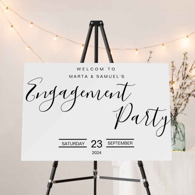 modern calligraphy Engagement Party welcome Sign   (In Situ (Stand))