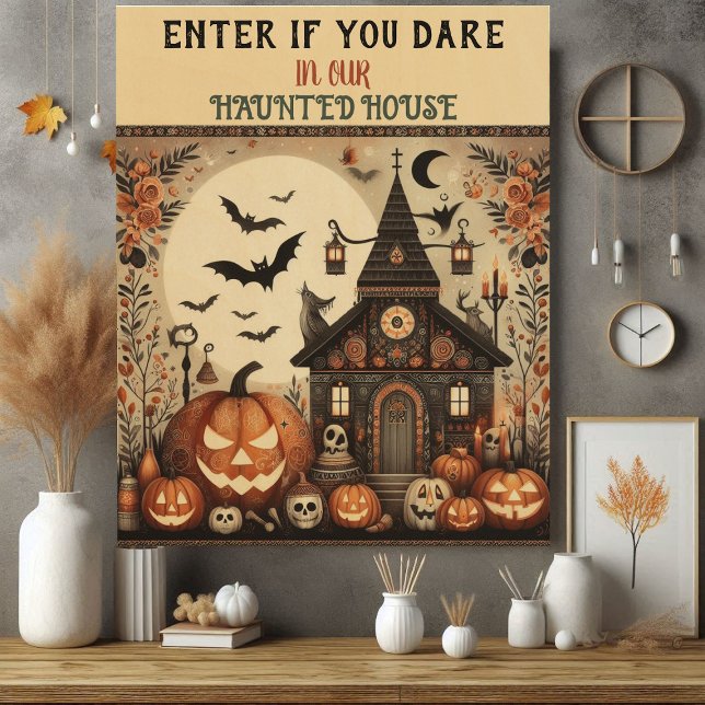 Modern Calligraphy Enter If You Dare Haunted Home  Wood Wall Art (Modern Calligraphy Enter If You Dare Haunted Home Wood Wall Art)