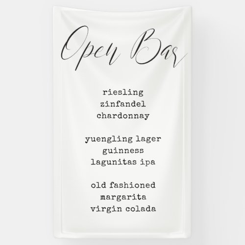 Modern Calligraphy Fabric Bar Menu Wedding Sign 