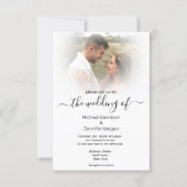 modern calligraphy faded photo wedding invitation | Zazzle