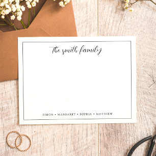 Modern Calligraphy Family Border Stationery Note Card