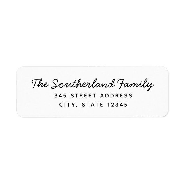 Modern Calligraphy Family Name Return Address Labe Label (Front)