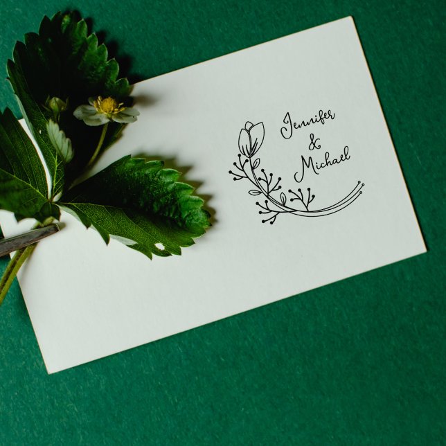 Modern Calligraphy Floral Wedding  Rubber Stamp (Creator Uploaded)