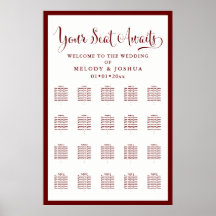 Modern Calligraphy Font DIY color Seating Chart