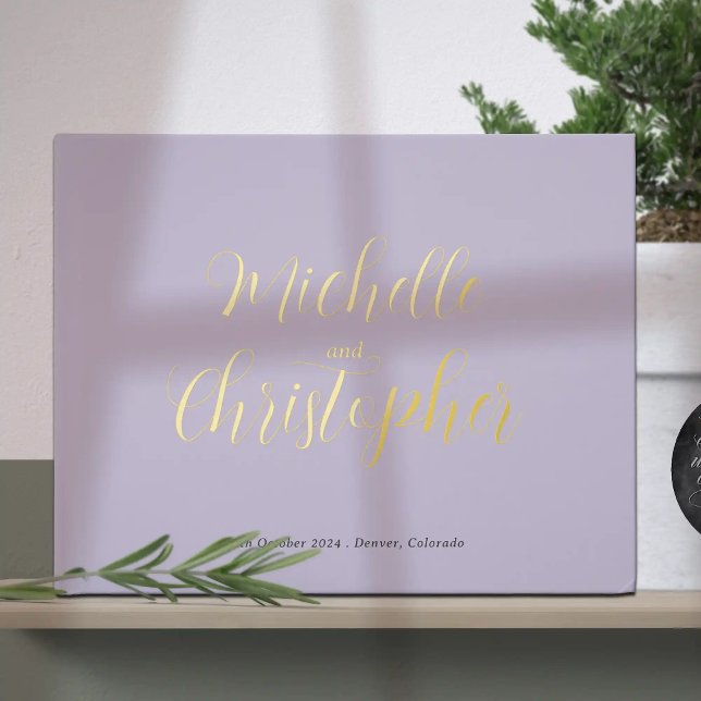 Modern Calligraphy for Bride and Groom's Wedding Foil Guest Book (Modern Calligraphy for Bride and Groom's Wedding foil guest book. Simple elegant wedding style.)