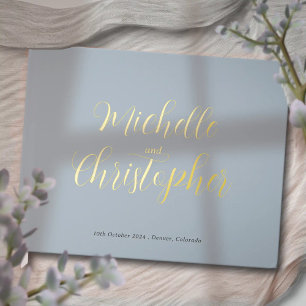 Modern Calligraphy for Bride and Groom's Wedding Foil Guest Book