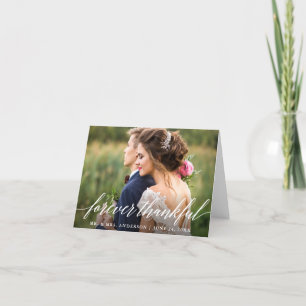 Modern Calligraphy Forever Thankful Wedding Note Letterpress Thank You Card
