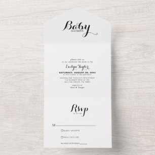 Modern Calligraphy Formal Baby Shower All In One Invitation