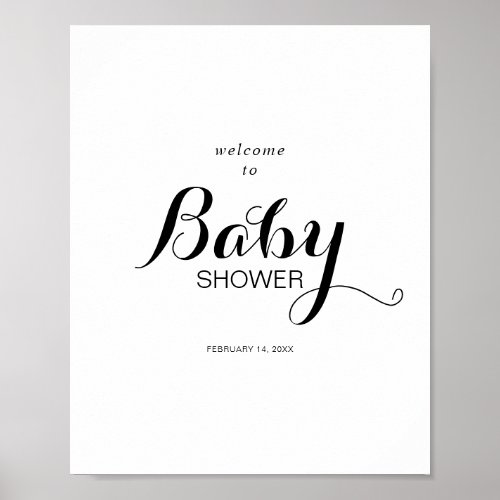 Modern Calligraphy Formal Baby Shower Welcome  Poster