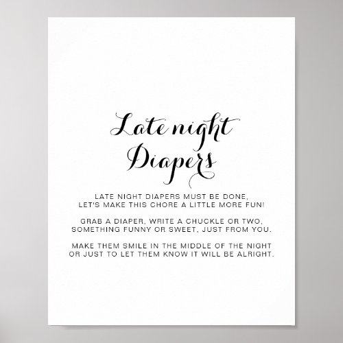 Modern Calligraphy Formal Late Night Diapers  Poster