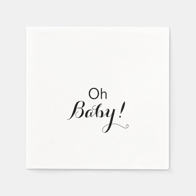 Modern Calligraphy Formal Oh Baby Shower  Napkins (Front)