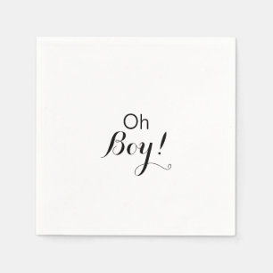 Modern Calligraphy Formal Oh Boy Baby Shower Napkins