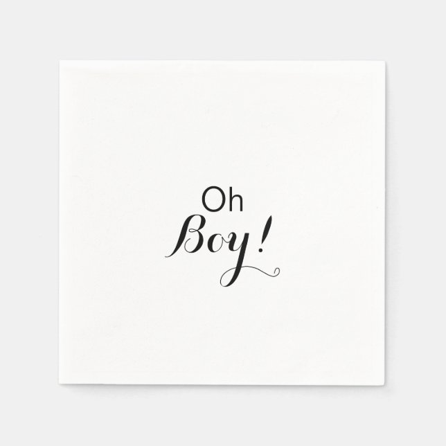 Modern Calligraphy Formal Oh Boy Baby Shower  Napkins (Front)