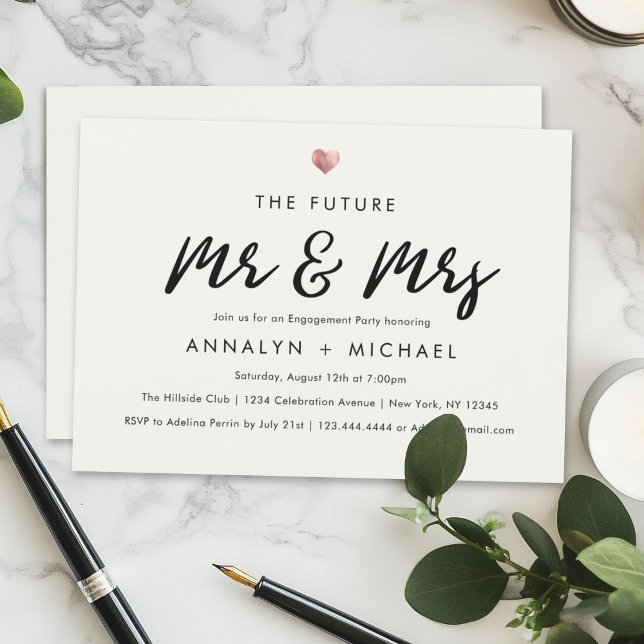 Modern Calligraphy Future Mr and Mrs Engagement Invitation (Creator Uploaded)