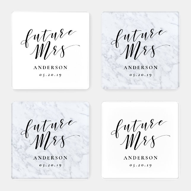 Modern Calligraphy Future Mrs. Wedding Gift Coaster Set (Set)