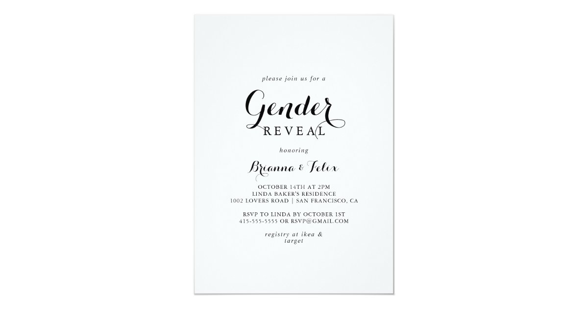 Modern Calligraphy Gender Reveal Party Invitation | Zazzle.com