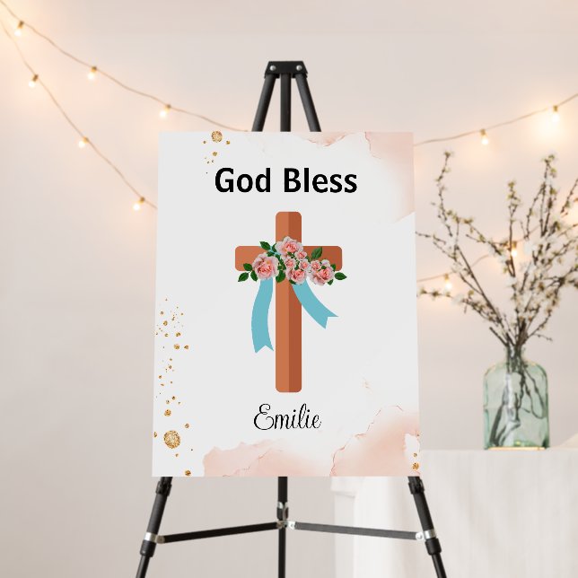 Modern Calligraphy God bless Baptism sign  (In Situ (Stand))