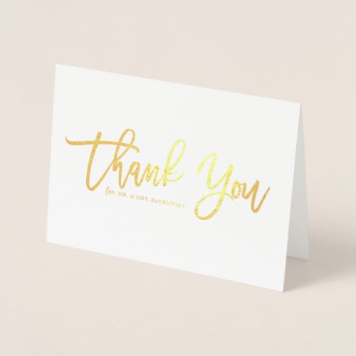 Modern Calligraphy Gold Foil Thank You Foil Card