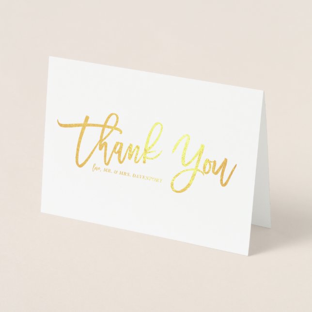 Modern Calligraphy Gold Foil Thank You Foil Card (Front)