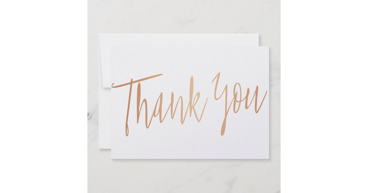 Modern Calligraphy Gold Rose "Thank you" Thank You Card | Zazzle