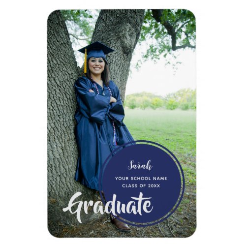 Modern Calligraphy Graduate Photo Announcement Magnet