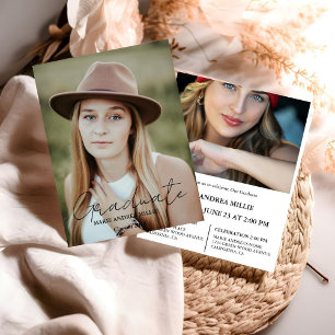 Modern Calligraphy Graduate Photo Graduation Invitation