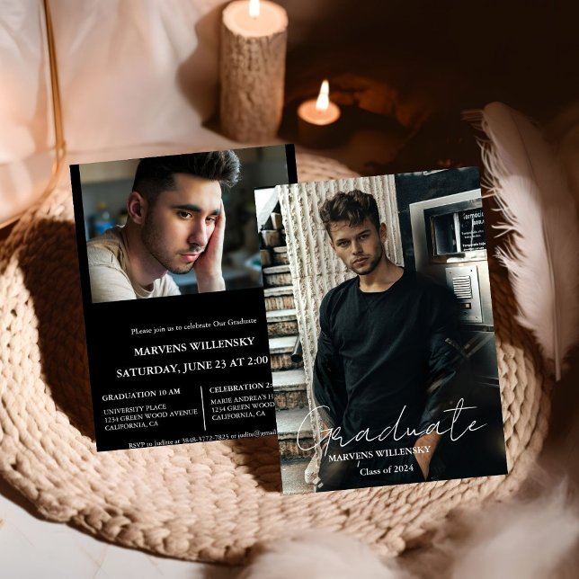 Modern Calligraphy Graduate Photo Graduation Invitation (Creator Uploaded)