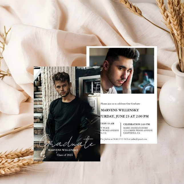 Modern Calligraphy Graduate Photo Graduation Invitation (Creator Uploaded)