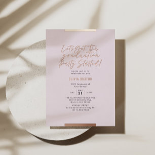 Modern Calligraphy Graduation Blush Rose Gold Foil Invitation