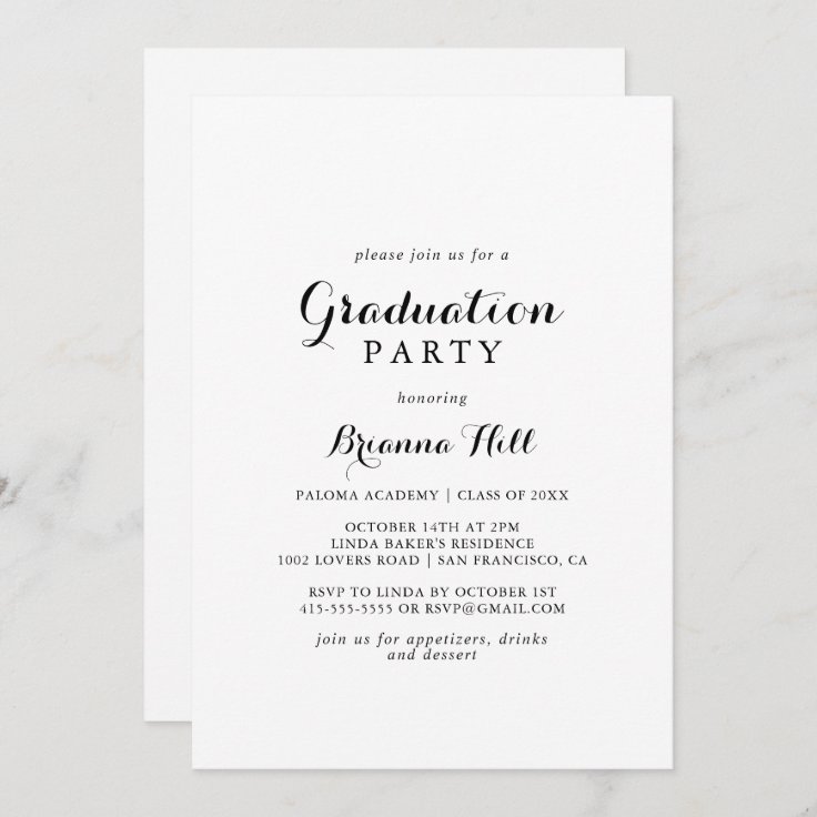 Modern Calligraphy Graduation Party Invitation | Zazzle