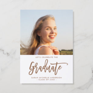 Modern Calligraphy Graduation Party Letterpress Photo Cards