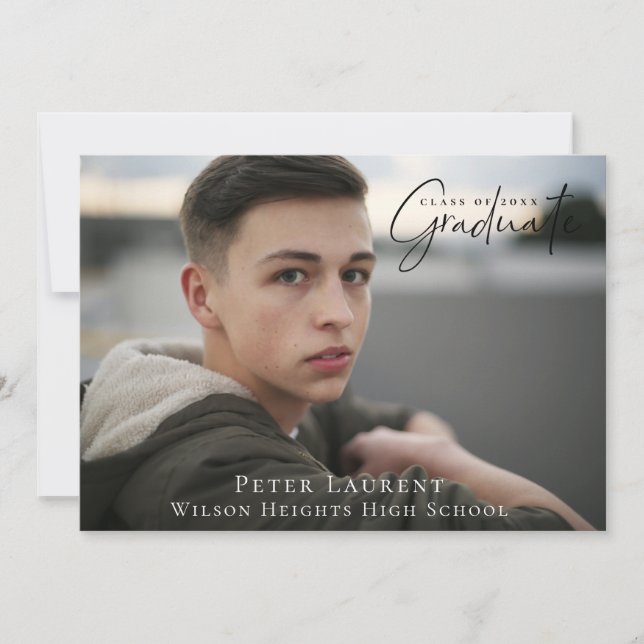 Modern Calligraphy Graduation Photo Announcement (Front)