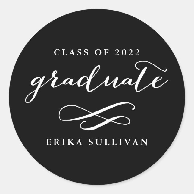 Modern Calligraphy Graduation Stickers Any Color (Front)