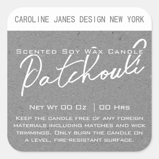 Modern Calligraphy Gray Kraft Paper Candle Labels (Front)