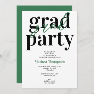 Modern Calligraphy Green Graduation Party Invitation