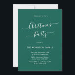 Modern Calligraphy Green Holiday Christmas Party Invitation<br><div class="desc">Modern Calligraphy Minimalist Green Christmas Party Invitations is perfect for a simple Christmas event. Features an elegant „Christmas Party” text in a beautiful hand lettered swirly swash-tail font type in white on green color background. Easy to personalize with your name and party details.</div>