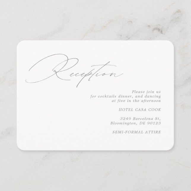 Modern Calligraphy Green Sage Wedding Reception Enclosure Card (Front)