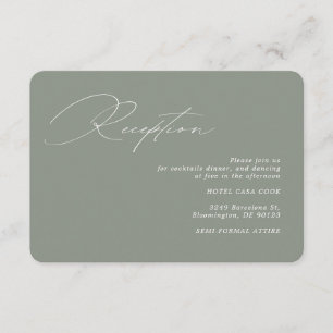 Modern Calligraphy Green Sage Wedding Reception Enclosure Card