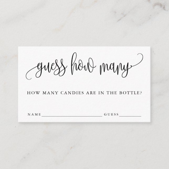 Modern Calligraphy Guess How Many Game Card (Front)