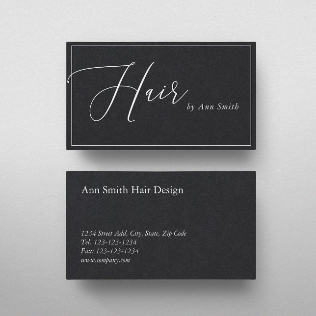 Modern Calligraphy Hair Stylist Business Card (Creator Uploaded)