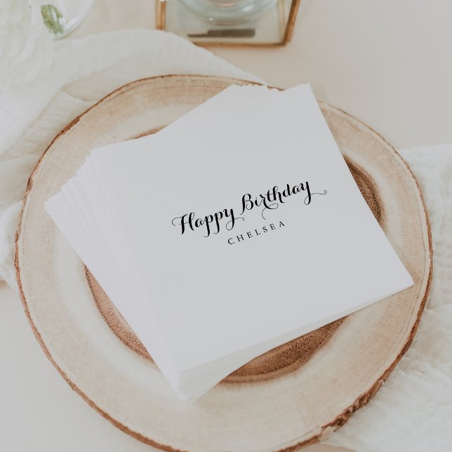 Modern Calligraphy Happy Birthday Napkins (Creator Uploaded)