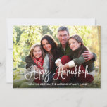 Modern Calligraphy Happy Hanukkah Family Photo Holiday Card<br><div class="desc">Modern Fun Calligraphy Script Happy Hanukkah Family Photo Card</div>