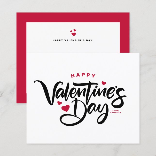 Modern Calligraphy Happy Valentine's Day Card (Front/Back)