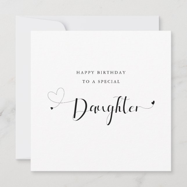 modern calligraphy heart Daughter Birthday Card (Front)