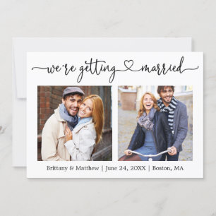 Modern Calligraphy Heart Getting Married 2 Photo Save The Date