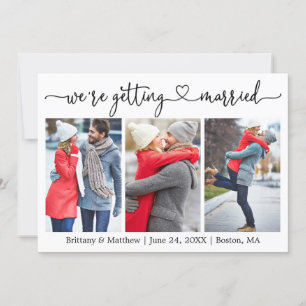 Modern Calligraphy Heart Getting Married 3 Photo Save The Date