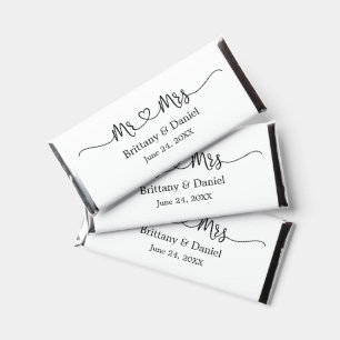 Modern Calligraphy Heart Mr. and Mrs. Wedding Hershey Bar Favors