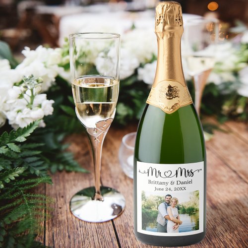 Modern Calligraphy Heart Mr. and Mrs. Wedding 