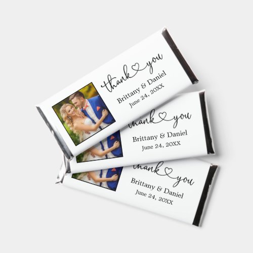 Modern Calligraphy Heart Thank You Photo Wedding Hershey Bar Favors