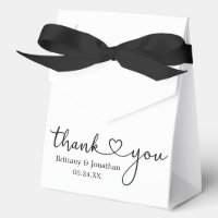 Modern Calligraphy Heart Wedding Thank You Bow
